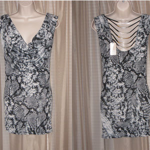 SAPA Pithon Snake Print Black White Mini Dress